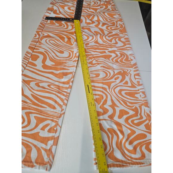 Shein Icon High Waisted Orange White Groovy Jeans Women's 6 US 3529 - Picture 7 of 8
